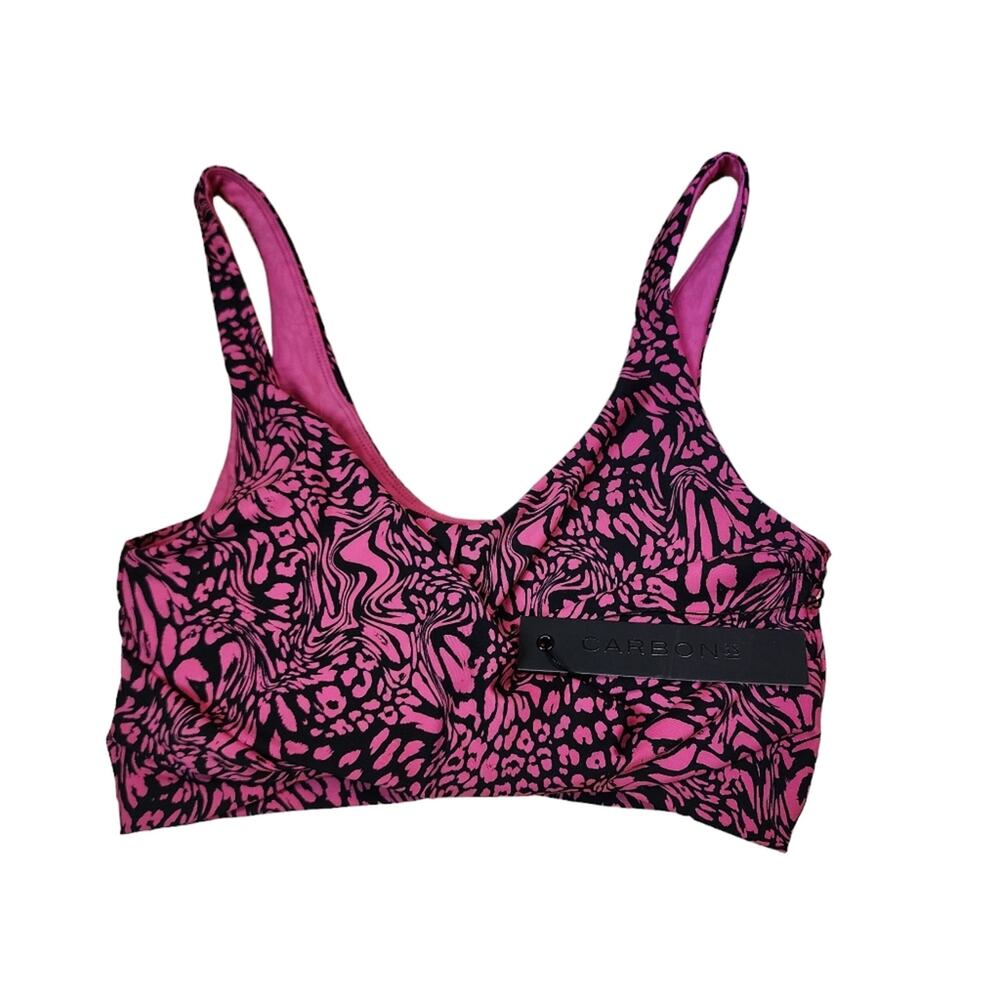 Carbon38 Electric Pink Leopard Printed Sports Bra Soze Small - Picture 3 of 9